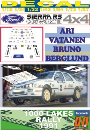 DECAL FORD SIERRA 4x4 ARI VATANEN 1000 LAKES 1991
