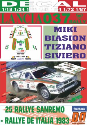 DECAL LANCIA 037 RALLY M.BIASION R. SANREMO 1983 5th (01)