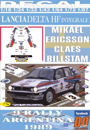 DECAL LANCIA DELTA INTEGRALE M.ERICSSON R.ARGENTINA 1989 WINNER (01)