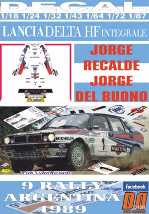 DECAL LANCIA DELTA INTEGRALE J.RECALDE R.ARGENTINA 1989 3rd (01)