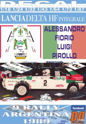 DECAL LANCIA DELTA INTEGRALE A.FIORIO R.ARGENTINA 1989 2nd (01)