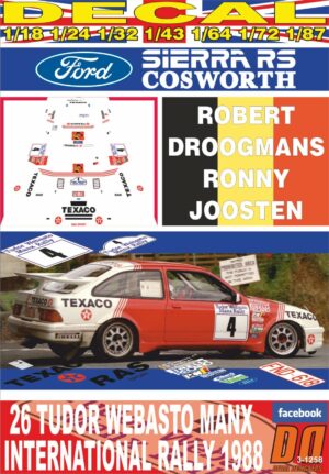DECAL FORD SIERRA RS COSWORTH R.DROOGMANS MANX R. 1988 DnF (01)