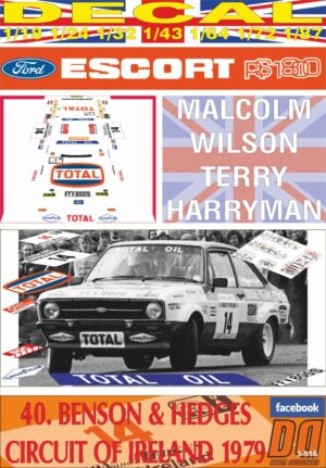 DECAL FORD ESCORT RS 1800 MKII M.WILSON C.OF IRELAND 1979 DnF (01)