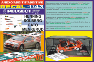 ANEXO DECAL 1/43 PEUGEOT 307 WRC H.SOLBERG R.NEW ZEALAND 2006 12nd (01)