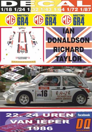 DECAL MG METRO 6R4 IAN DONALDSON YPRES 24 HOURS R. 1986 9th (01)