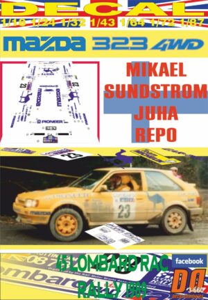 DECAL MAZDA 323 4WD M.SUNDSTROM RAC R. 1989 7th (01)