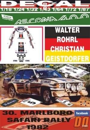 DECAL OPEL ASCONA 400 W.ROHRL SAFARI R. 1982 2nd (01)