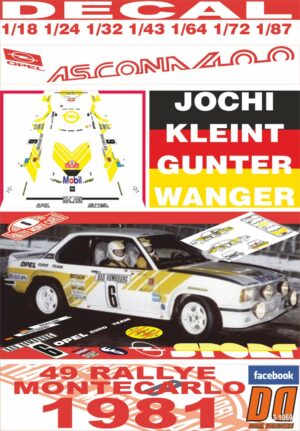 DECAL OPEL ASCONA 400 J.KLEINT R.MONTECARLO 1981 3rd (01)
