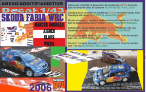 ANEXO DECAL 1/43 SKODA FABIA WRC ANDREAS AIGNER R.TURKEY 2006 10th (01)