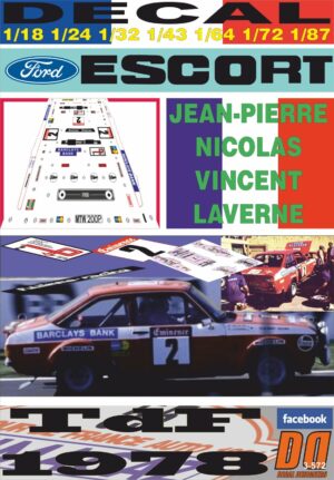 DECAL FORD ESCORT MKII JEAN-PIERRE NICOLAS TOUR DE FRANCIA 1978 DnF