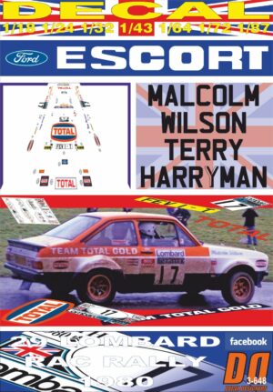 DECAL FORD ESCORT RS 1800 MKII M. WILSON RAC R. 1980 DnF (01)