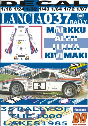 DECAL LANCIA 037 RALLY M.ALEN 1000 LAKES R.1985 3rd (01)