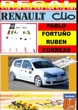 DECAL RENAULT CLIO PABLO FORTUÑO CAMPEON ARAGON RALLYES 2014 (01)