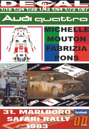 DECAL AUDI QUATTRO A1 M.MOUTON SAFARI R. 1983 3rd (01)
