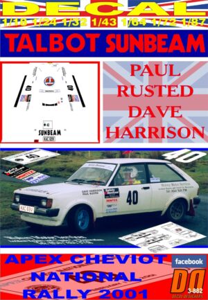 DECAL TALBOT SUNBEAM Ti Gp2 PAUL RUSTED APEX CHEVIOT NATIONAL R. 2001 (01)