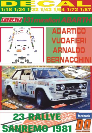 DECAL FIAT 131 ABARTH A.VUDAFIERI R.SANREMO 1981 DnF (01)