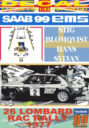 DECAL SAAB 99 EMS S.BLOMQVIST RAC R. 1977 DnF (01)