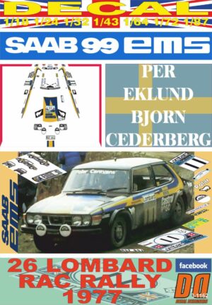 DECAL SAAB 99 EMS PER EKLUND RAC R. 1977 9th (01)