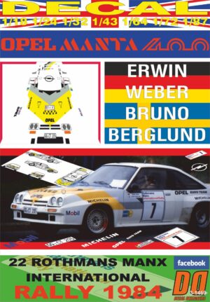 DECAL OPEL MANTA 400 E. WEBER MANX R. 1984 DnF (01)