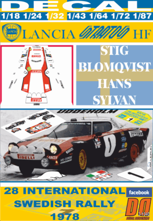 DECAL LANCIA STRATOS HF S.BLOMQVIST SWEDISH R. 1978 4th (01)