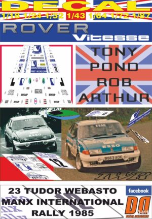 DECAL ROVER 3500 VITESSE TONY POND MANX R. 1985 DnF