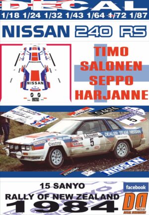 DECAL NISSAN 240 RS T.SALONEN R. NEW ZEALAND 1984 4th (01)