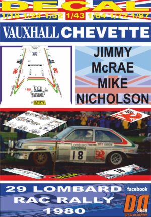 DECAL VAUXHALL CHEVETTE 2300 HSR  J.McRAE RAC R. 1980 DnF (01)