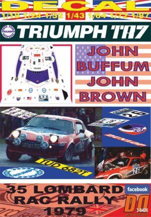 DECAL TRIUMPH TR7 V8 JOHN BUFFUM RAC R. 1979 DnF