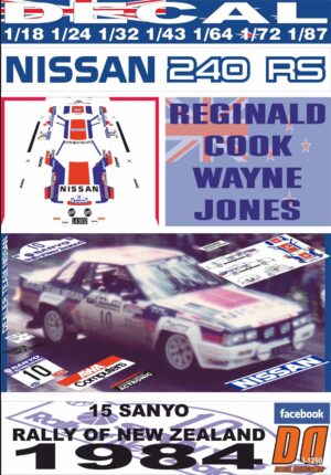 DECAL NISSAN 240 RS R.COOK R. NEW ZEALAND 1984 4th (01)