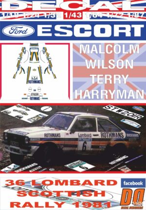 DECAL FORD ESCORT RS 1800 MK II M.WILSON SCOTTISH R. 1981 3rd (01)