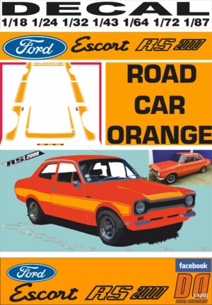 DECAL FORD ESCORT RS 2000 MKI ROAD CAR ORANGE (01)