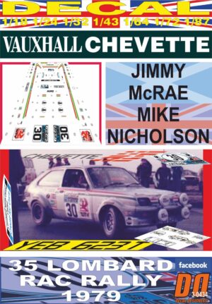 DECAL VAUXHALL CHEVETTE 2300 HS JIMMY McRAE RAC R.1979 12nd (01)