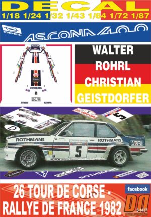 DECAL OPEL ASCONA 400 W.ROHRL T. DE CORSE 1982 4th (01)