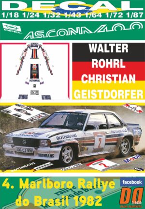 DECAL OPEL ASCONA 400 W.ROHRL R.BRASIL 1982 2nd (01)