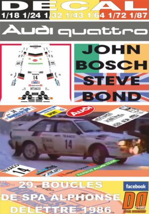 DECAL AUDI QUATTRO A2 JOHN BOSCH BOUCLES DE SPA 1986 3rd (01)