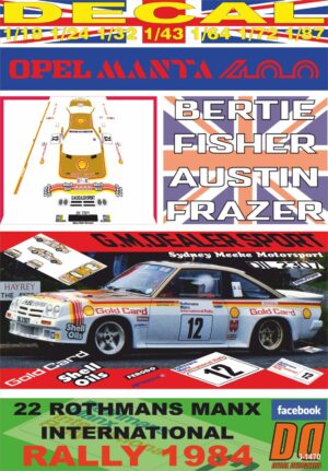 DECAL OPEL MANTA 400 B.FISHER MANX R. 1984 2nd (01)