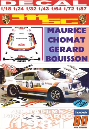 DECAL PORSCHE 911 SC M.CHOMAT R.MONTECARLO 1981 DnF (01)