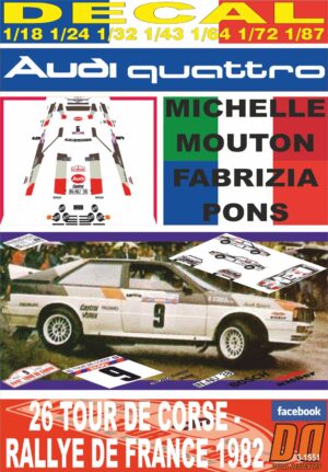 DECAL AUDI QUATTRO M.MOUTON T.DE CORSE 1982 9th (01)