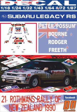 DECAL SUBARU LEGACY RS POSSUM BOURNE R.OF NEW ZEALAND 1990 5th