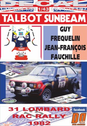 DECAL TALBOT SUNBEAM LOTUS G.FREQUELIN RAC R. 1982 11st (01)