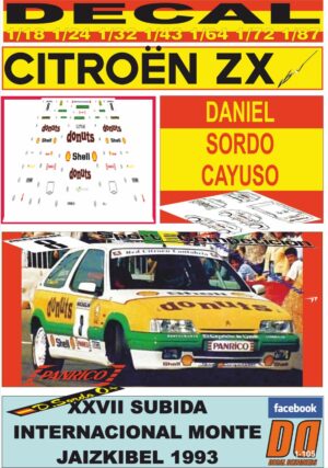 DECAL CITROEN ZX GRUPO N DANIEL SORDO CAYUSO 27 SUBIDA JAIXKIBEL 1993 (01)