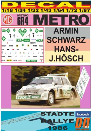 DECAL MG METRO 6R4 ARMIN SCHWARZ STADTE RALLYE 1986 (01)