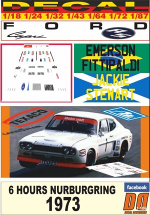 DECAL FORD CAPRI 2600 LV FITTIPALDI – STEWART NURBURGRING 1973 (01)