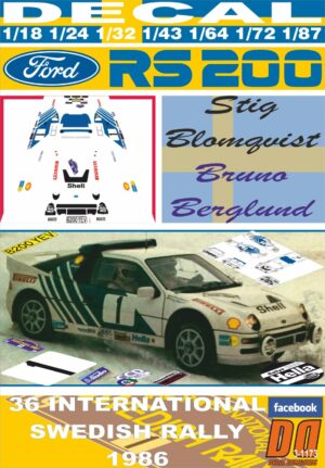 DECAL FORD RS200 S.BLOMQVIST SWEDISH R. 1986 DnF (01)