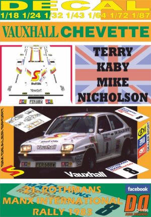 DECAL VAUXHALL CHEVETTE 2300 HSR T.KABY MANX R. 1983 4th (01)