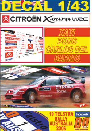 DECAL 1/43 CITROEN XSARA WRC XAVI PONS R.AUSTRALIA 2006 4th (01)