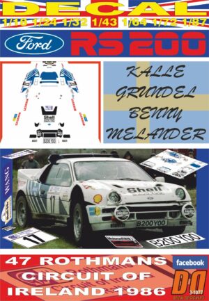 DECAL FORD RS200 K.GRUNDEL C.OF IRELAND 1986 DnF (01)
