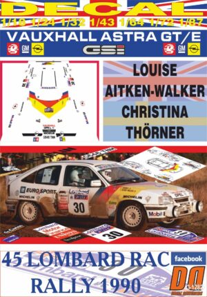 DECAL VAUXHALL ASTRA GTE L.AITKEN-WALKER RAC R. 1990 17th (01)