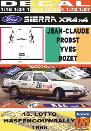 DECAL FORD SIERRA SR 4x4 J-C.PROBST HASPENGOUWRALLY 1986 11th (01)
