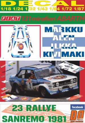 DECAL FIAT 131 ABARTH M.ALEN R.SANREMO 1981 9th (01)